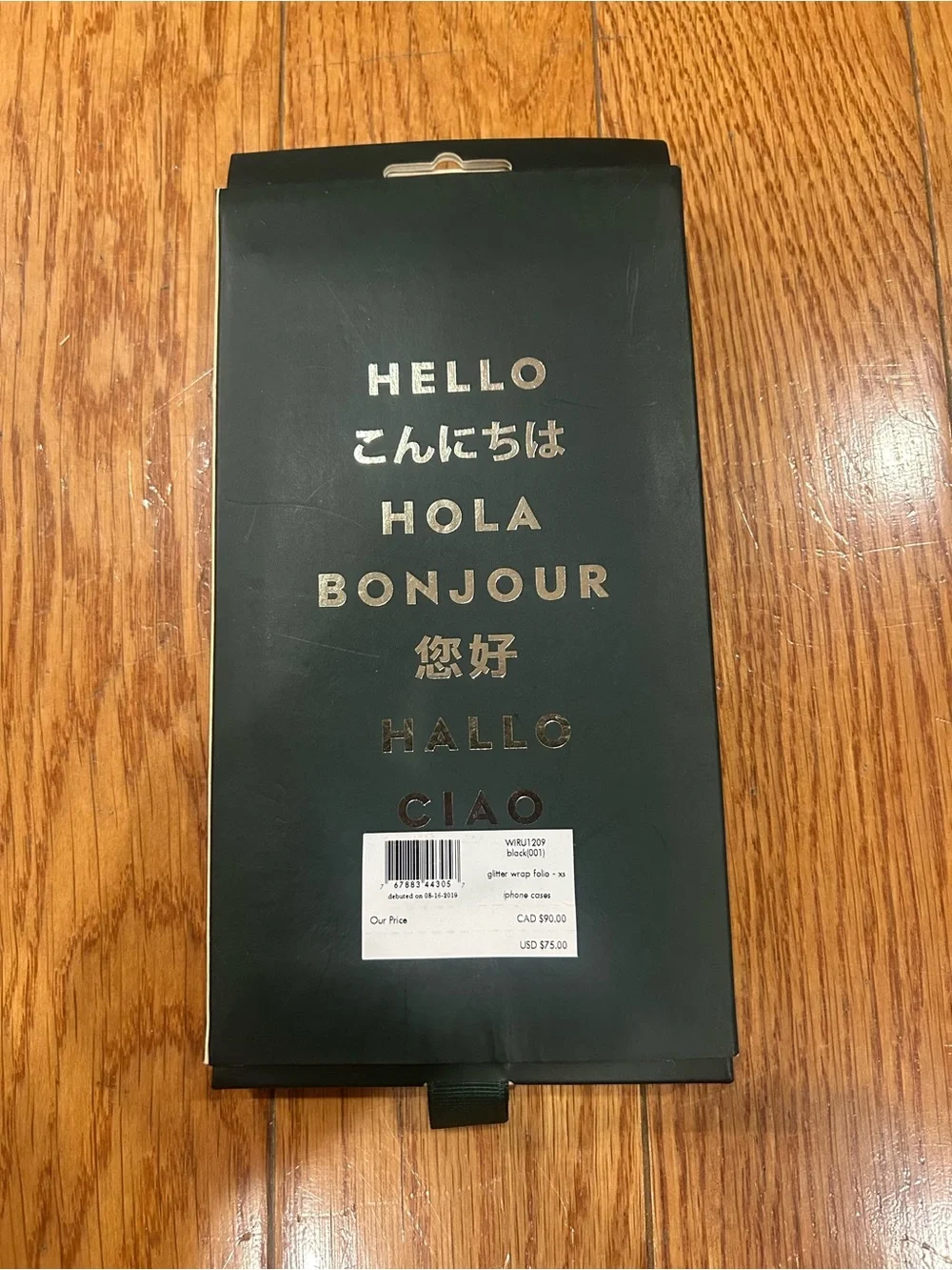 Kate Spade New York iPhone XS X Wrap Folio Case Glitter Black Sparkle WIRU1209